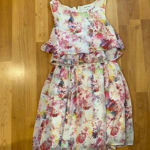 White Floral Ruffle Mini Dress